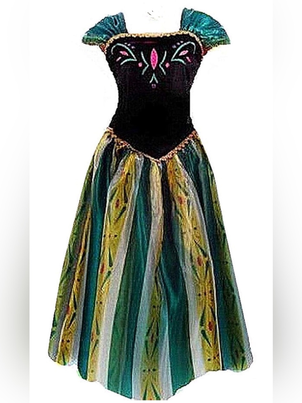 Princess Costume Adult Small Women Coronation Dress Costume Green- small tears